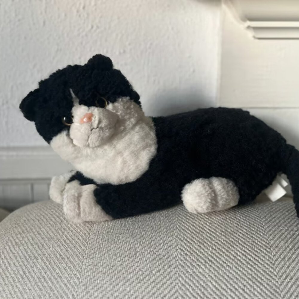 Large Vintage Ikea Realistic Tuxedo Cat Plush